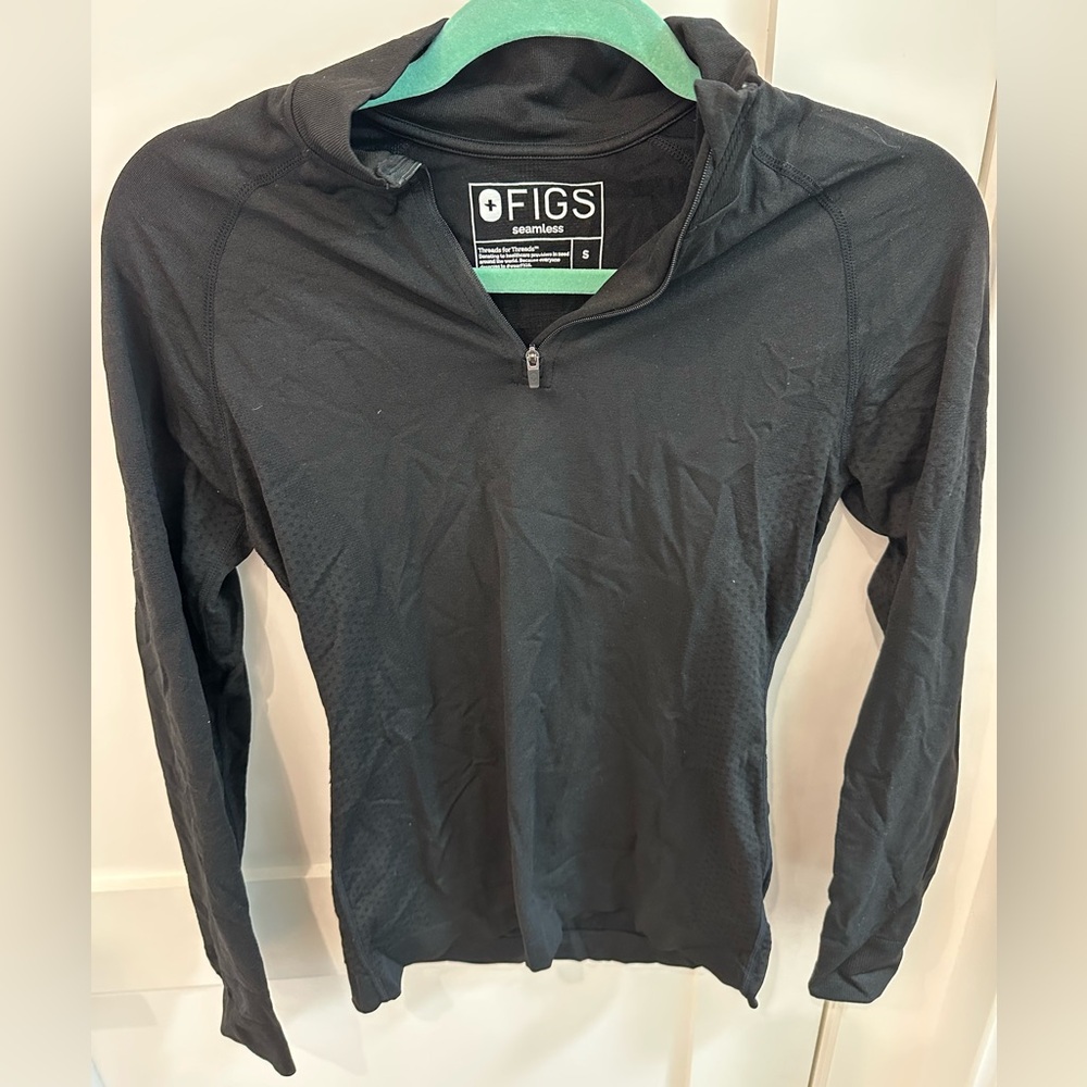 Figs Black Seamless Half-Zip Top
